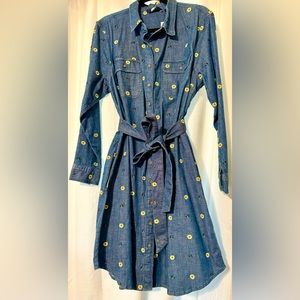 Never been worn! Lands End Denim Embroidered Shirt Dress